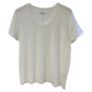 三可25夏新款雪花螺纹棉短袖T恤女装韩版宽松百搭U领透气打底上衣