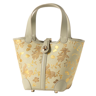 上海故事2026新款宋锦菜篮子手提包真皮斜挎新中式国风送长辈礼物