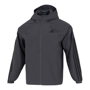 阿迪达斯官方外套男款2026春季新款网衬梭织连帽外套休闲运动夹克