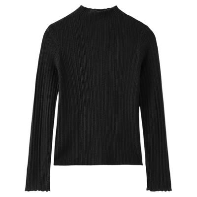 修身半高领毛衣木耳边打底衫