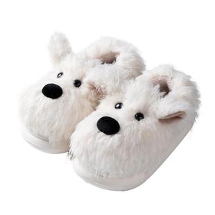 latetime西高地可爱卡通潦草小狗棉拖鞋女秋冬保暖月子鞋包跟棉鞋