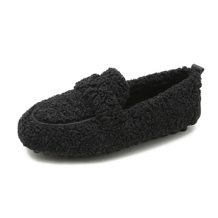 厚底毛毛鞋女秋冬外穿2025年新款羊羔毛豆豆鞋加绒棉鞋大码41到43