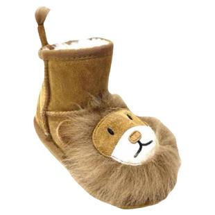 新款真皮小狮子卡通儿童雪地靴男女童棉鞋短靴加厚毛绒防滑保暖