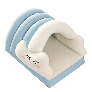 狗窝冬天保暖加厚小狗狗睡窝半封闭式安全感宠物床小型犬比熊冬窝