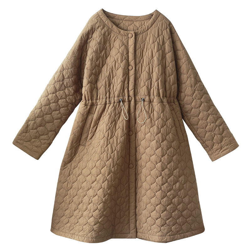忆旧复古肌理感中长款棉服女冬季