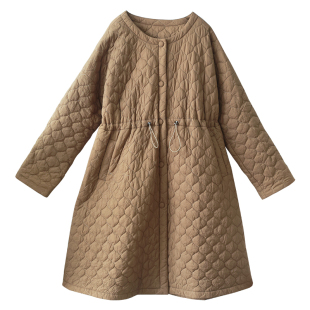 【经霜银杏】复古肌理感绗棉棉服女中长款2025年冬季多色收腰棉衣