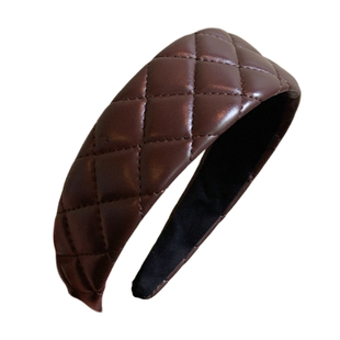 好搭的菱格 女士高级感洋气发箍女日常外戴纯色复古皮质头箍头饰