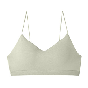 小胸聚拢美式细带文胸一体背心式女无钢圈黑色防走光美背内衣吊带