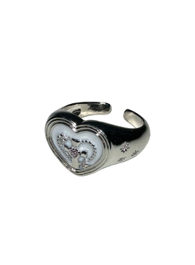 atmshop甜酷少女可爱滴油十字架爱心戒指韩系朋克复古食指戒开口