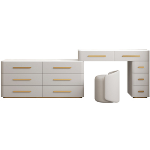 轻奢斗柜转角梳妆台实木家用卧室收纳柜化妆桌一体拐角高级梳妆桌