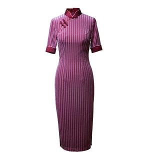 蝶恋旗袍春秋旗袍改良版长款气质旗袍复古民国丝绒崔万志旗袍