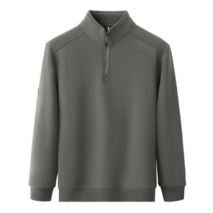 啄木鸟2025新款男士卫衣秋冬季加绒加厚打底衫半拉链立领男装t恤