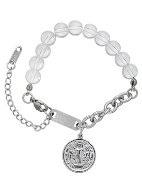 透明圆珠圆牌手链冷淡风