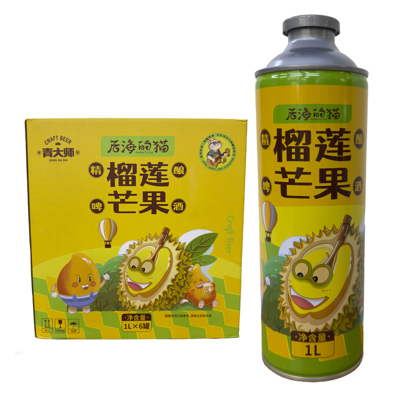 青大师后海的猫榴莲芒果啤酒1L*6