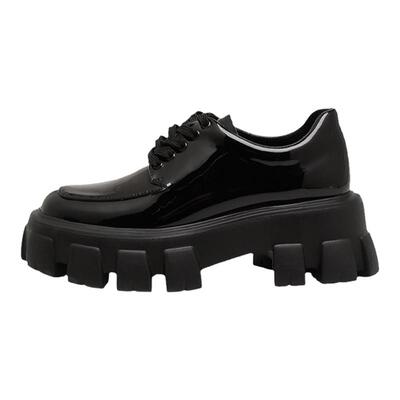 刘雯同款真皮厚底单鞋齿轮乐福鞋