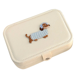 可爱腊肠狗首饰盒少女心大容量便携项链戒指耳钉耳环手饰品收纳盒