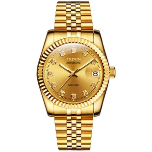 2025新款瑞士金仕盾品牌手表男机械表全自动高档防水镶钻金色腕表