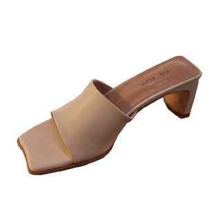 小池在首尔2023夏季新款露趾方头扁扁跟复古简约港味ins凉拖鞋女