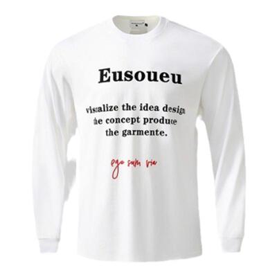 Eusoueu美式复古标语印花长袖T恤