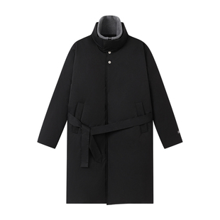 FORNINES防风立领设计假两件长款羽绒服男女冬装情侣保暖防寒外套