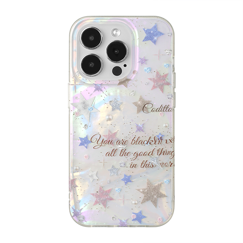 coditto星光双层贝壳纹适用iPhone14pro手机壳原创设计苹果15promax全包16promax创意13pro高级12promax新款