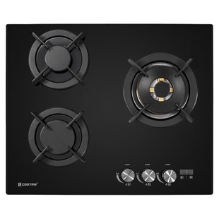 COOTAW三眼燃气灶家用三灶眼定时自动关火煤气灶三头炉台嵌双用灶