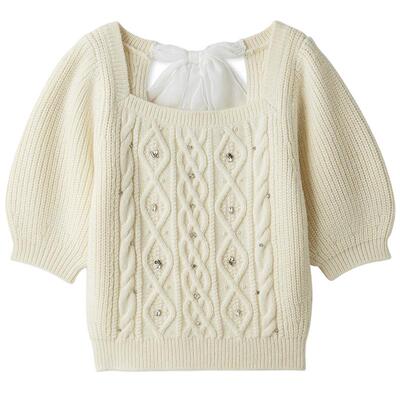 LILYBROWN水钻泡泡袖针织衫