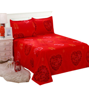 红色床单单件结婚喜庆婚礼1.5m双人1.8*2.0加大加厚3米炕单订制做