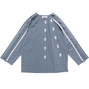 护理服衣服手臂骨折术后专用睡衣偏瘫痪病人春秋卧床病号服易穿脱