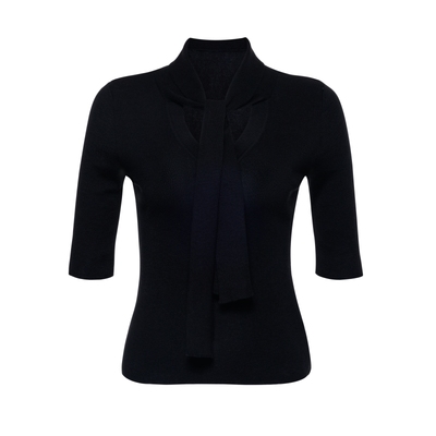 金秘书设计感系带薄款气质针织衫