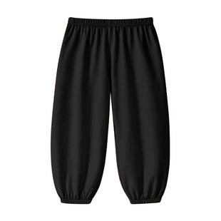 儿童防蚊裤夏季男童休闲裤薄款婴儿纯棉长裤女宝宝夏装黑色运动裤