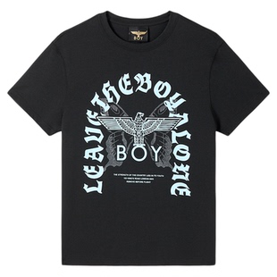 BOYLONDON夏季圆领印花休闲时尚潮牌男女同款短袖T恤N01272