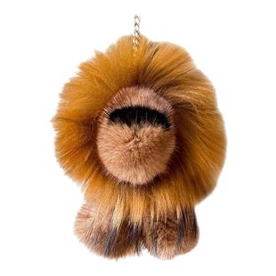 奢华正版可爱进口水貂整皮小狮子汽车钥匙扣挂件毛绒包包挂饰礼物
