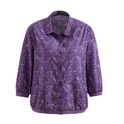 中老年妈妈纯棉七分袖碎花衬衫