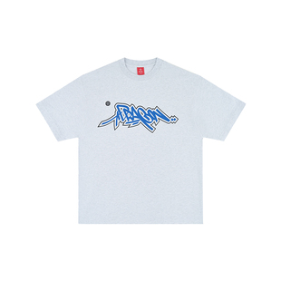 华人青年Dragon涂鸦印花短袖T恤宽松情侣装夏季纯棉潮牌休闲上衣