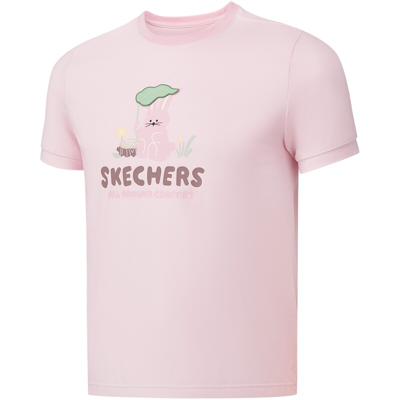 Skechers斯凯奇童装女童小童短袖T恤儿童夏季户外运动休闲上衣