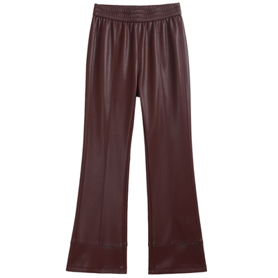 九分真皮皮裤女绵羊皮微喇叭裤