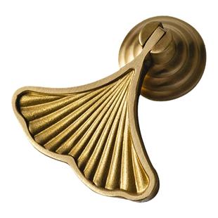 创意银杏叶黄铜拉手柜门抽屉衣柜门单孔北欧柜子纯铜轻奢金色把手