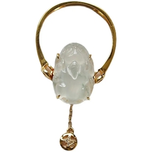 S925银镶嵌玉髓冰种貔貅铜钱女款两用戒指吊坠高级旺财招钱饰品