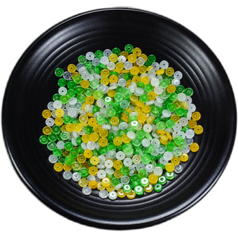 天然a料冰种翡翠三彩算盘珠diy巴山翠立体桶珠直筒珠隔片散珠挂绳