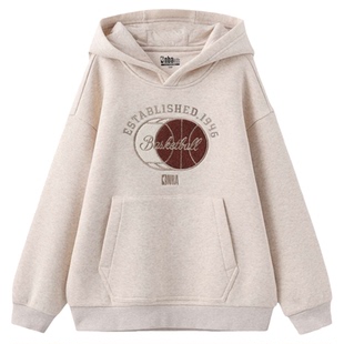 nbakids童装冬季新款男女童连帽卫衣儿童长袖加绒纯色K244TH002P