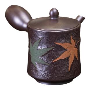日本万古烧名家祥司作 枫叶急须纯手工茶器 高档茶具泡茶壶手冲壶