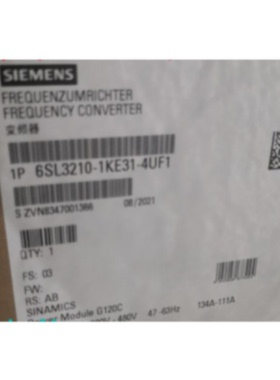 议价6SL3210-1KE31-4UF1西门子G120C变频器75千瓦6SL32101KE314UF