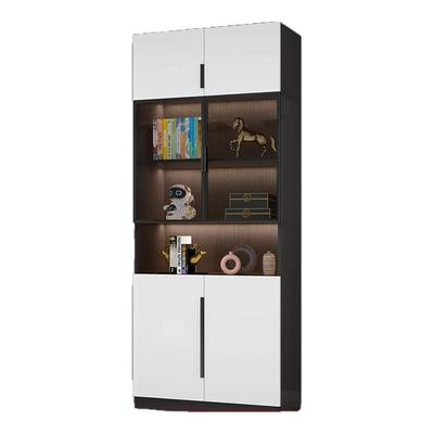 定制书柜一体靠墙带玻璃门