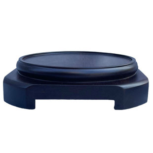 黑檀木天圆地方一木整挖整雕花瓶底座香炉葫芦金蟾铜摆件垫高木托