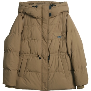 布景羽绒服女2025年冬季新品可收腰设计连帽白鸭绒厚款外套0669