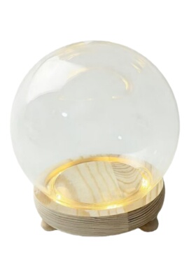 球形玻璃罩手办盲盒防尘罩带灯