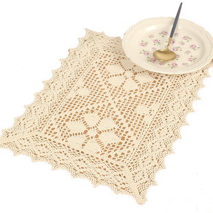 复古蕾丝田园镂空纯色盖巾小桌布餐垫长方形台布拍摄背景道具