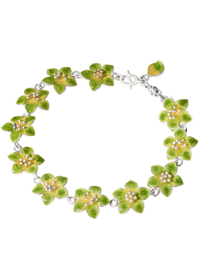 足银999非遗花丝珐琅花朵手链女