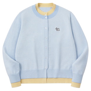 PSO Brand女装假两件围巾条纹撞色针织衫毛衣女短款上衣外套秋季